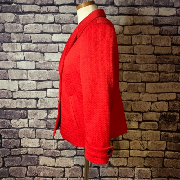Talbots Red Double Breasted Jacket Size 12P - Picture 4 of 9